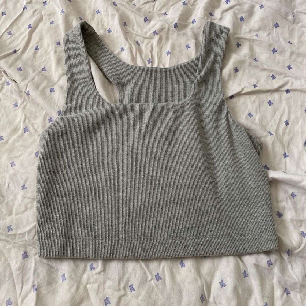 lovefool ribbed tank top in grey